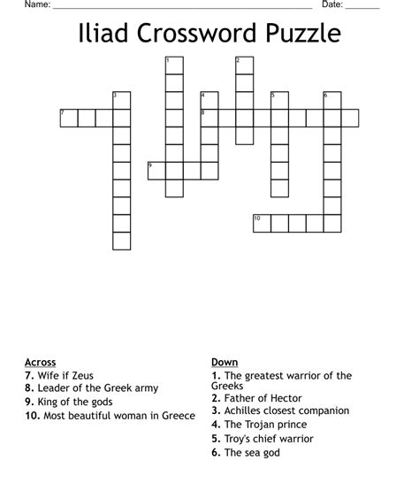 The Crossword Solver finds answers to classic crosswords and cryptic crossword puzzles. . Iliad characters crossword clue